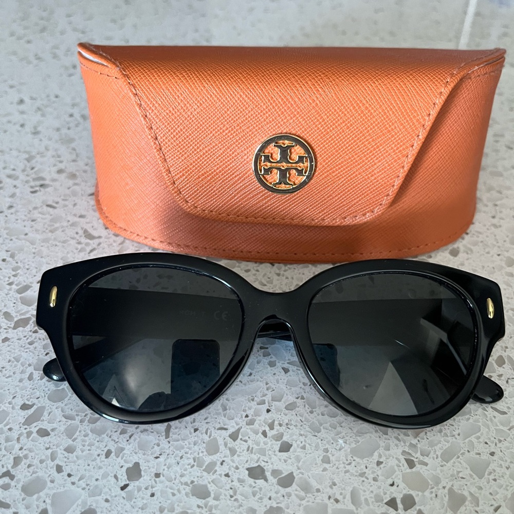 Tory Burch Black and Orange Sunglasses with Case